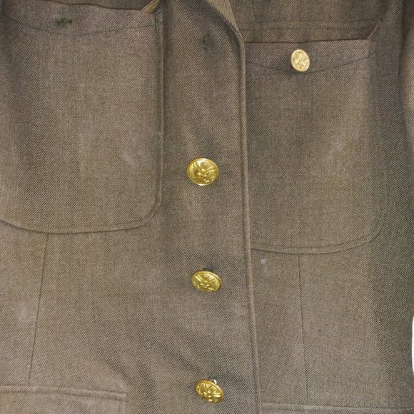VTG WWII Military Jacket Wool Uniform Scovill MFG Waterbury Eagle Buttons Patch - Picture 13 of 16